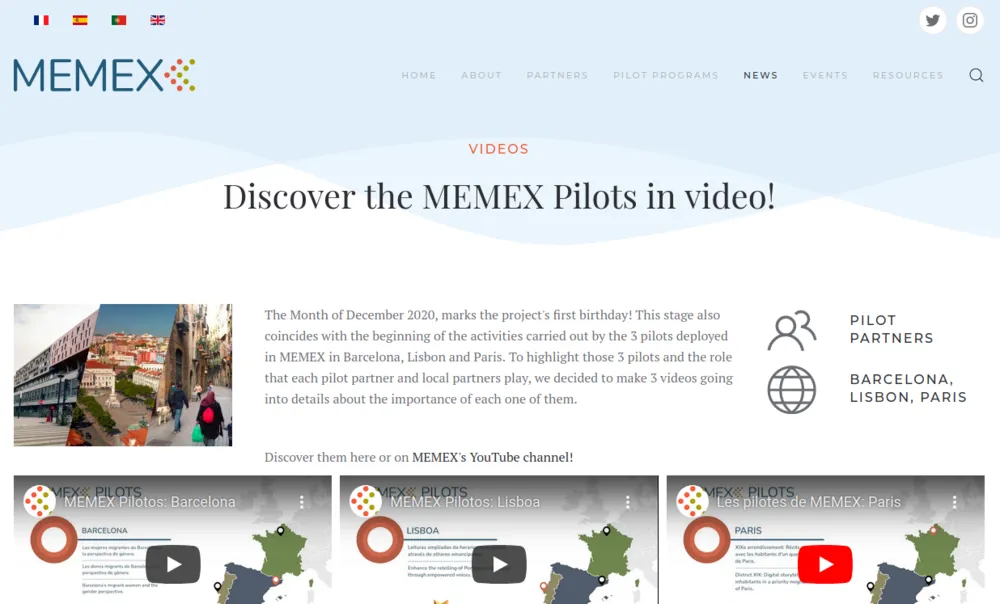 Three great videos about the pilot locations of MEMEX